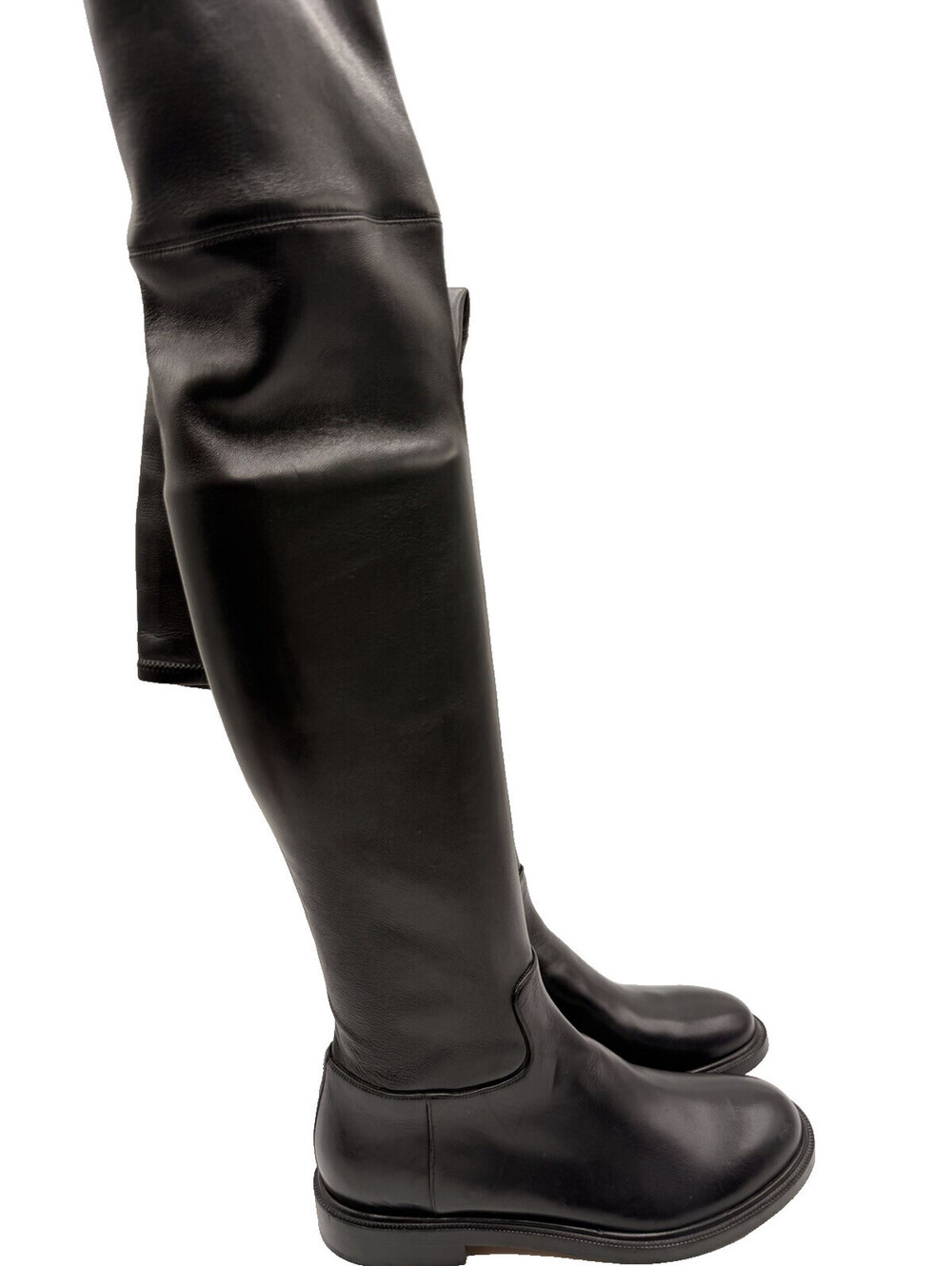 Valentino Garavani over-the-knee leather boots black Flat heel Size 37